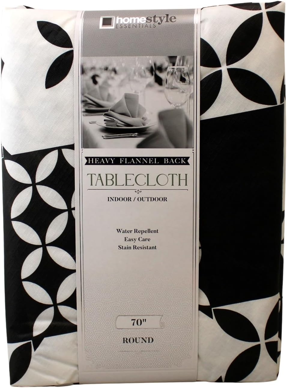 Dependable Industries Inc. Essentials Flannel Back Vinyl Tablecloth, 70" Round, gallery