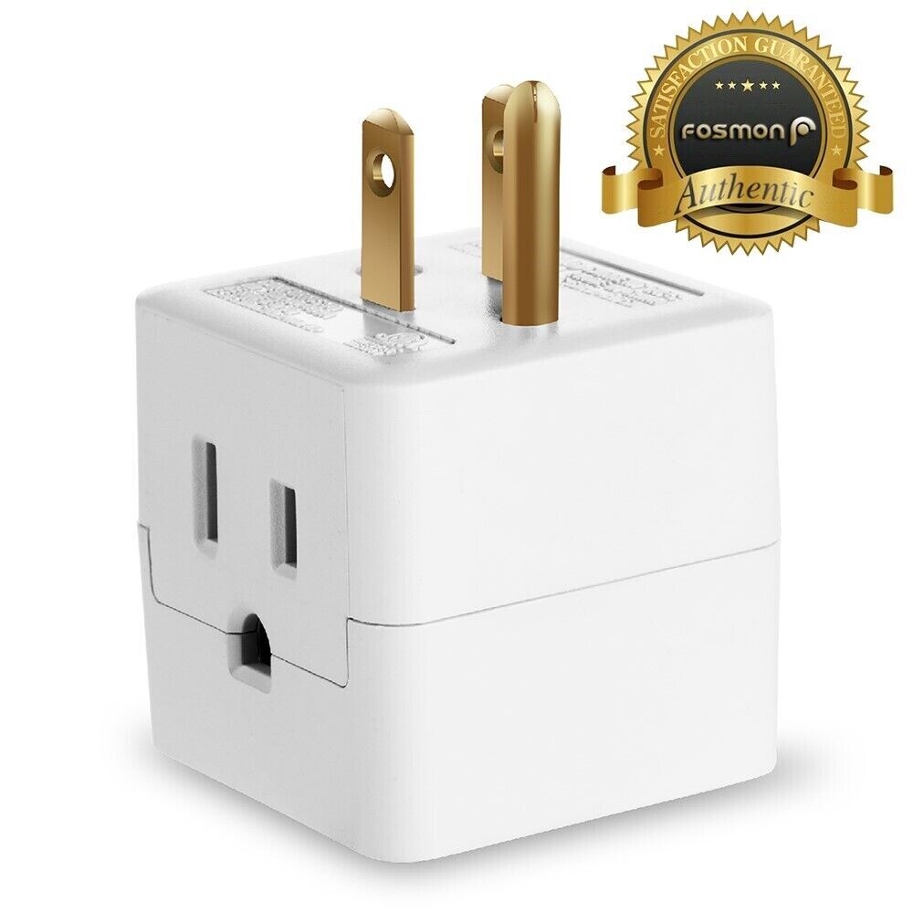 Fosmon 3 Outlet Extender Indoor Grounded AC Power Wall Tap Travel Adapter Plug gallery