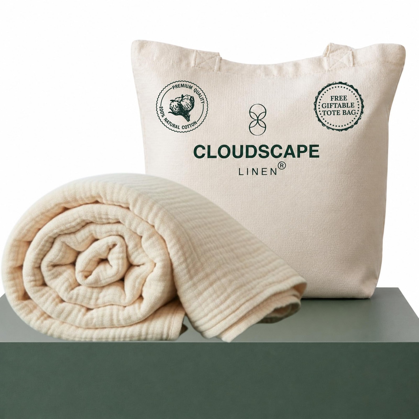 CLOUDSCAPE 4 Layer Muslin Blanket for Adults 100% Cotton Throw Blanket 50"x... gallery
