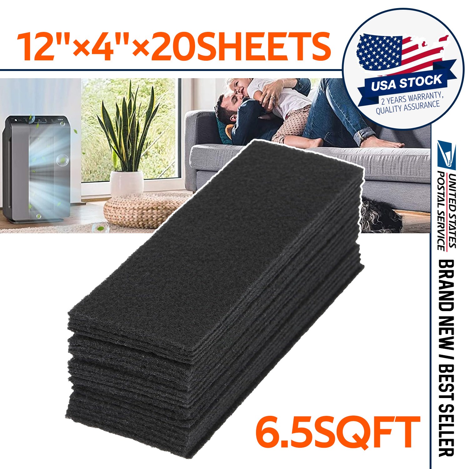 4"×12"×1/8" Premium Activated Carbon Pads Air Vent Filters Replacement 20PCS MGT gallery