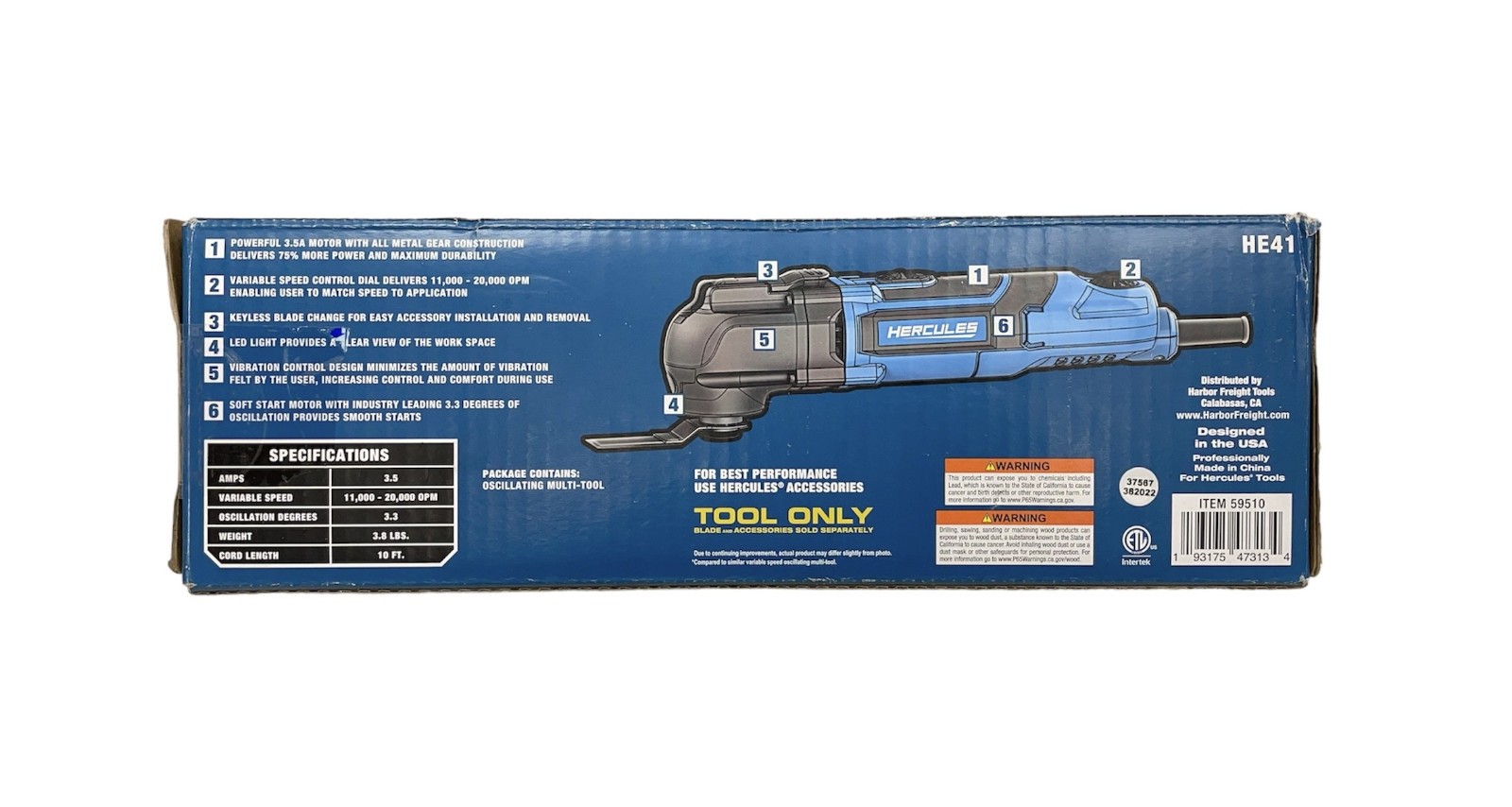 Hercules - HE41 3.5 Amp Variable Speed Oscillating Multi-Tool NEW OPEN BOX gallery
