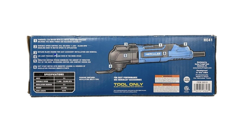 Hercules - HE41 3.5 Amp Variable Speed Oscillating Multi-Tool NEW OPEN BOX gallery