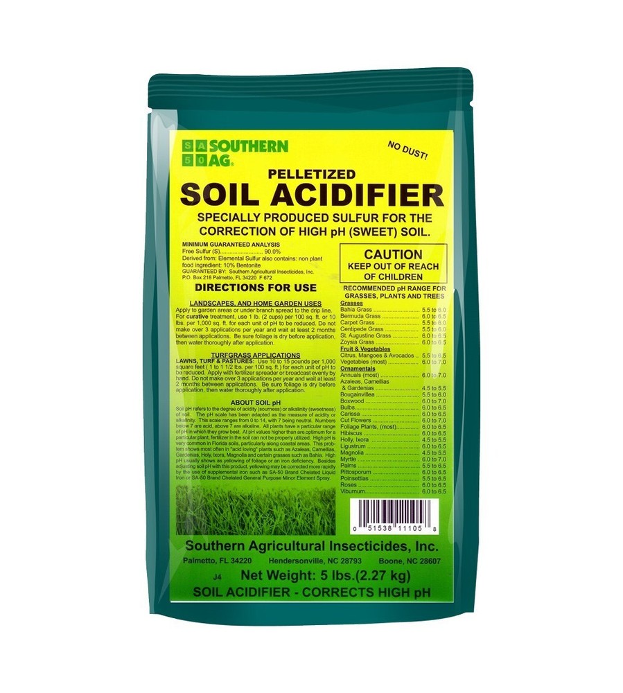 Soil Acidifier Hard Pelletized Formula 90% Sulfur 5lbs by Southern Ag