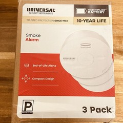 3 Pack Universal Security Instruments 10-Year Photoelectric Smoke Detector