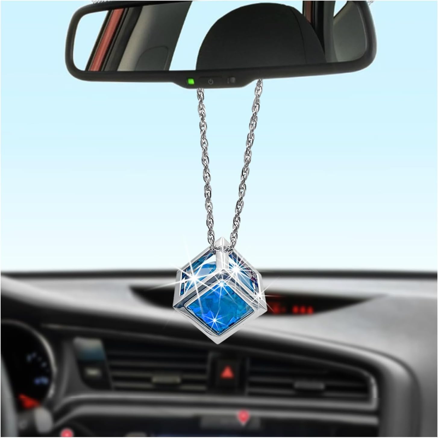 Bling Diamond Cube Car Rear View Mirror Charms, Crystal Sun Catche Color: Blue gallery