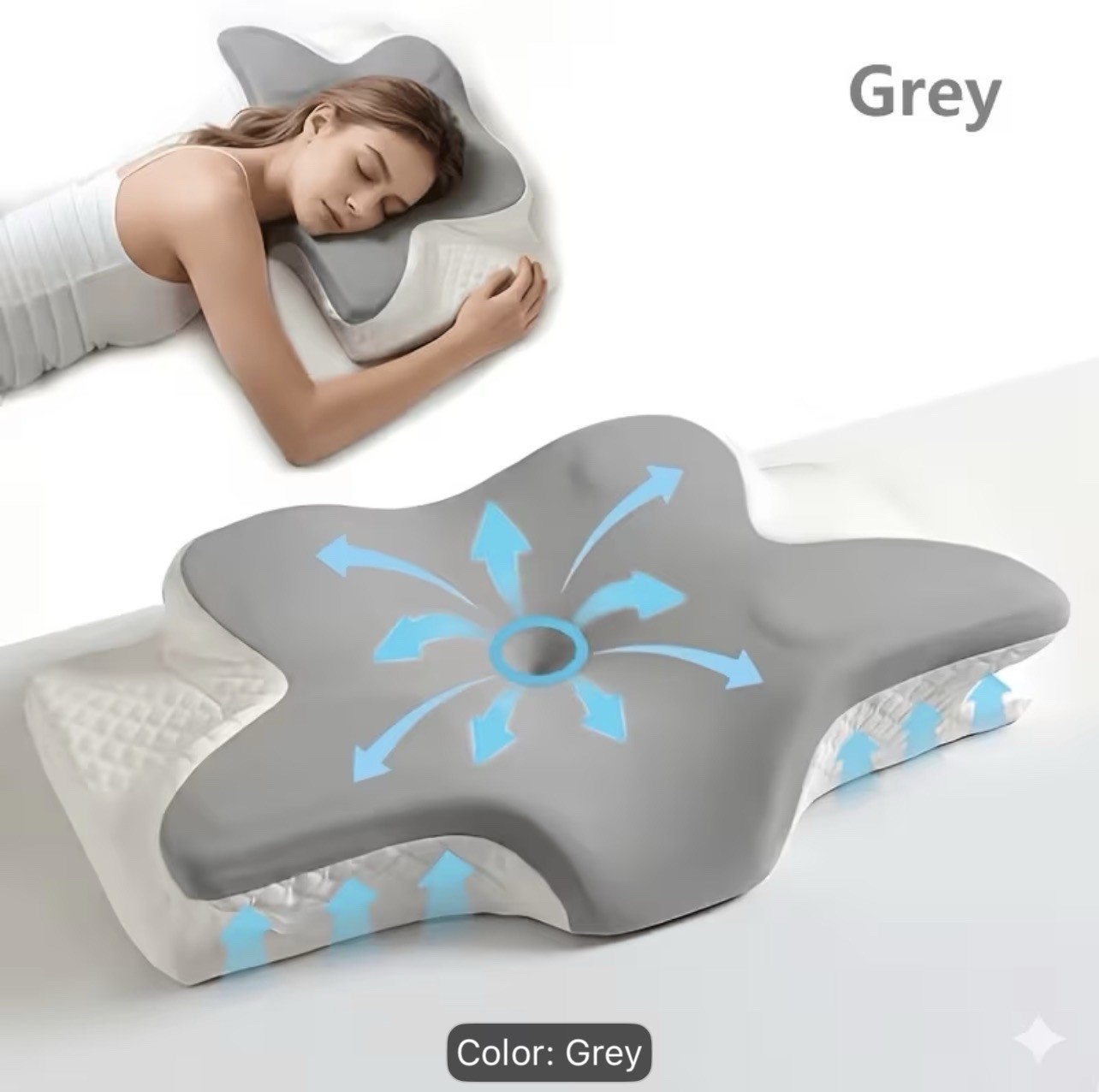 Butterfly Neck Pillow, Odorless Memory Foam Pillow With Cool Pillowcase, Comfort gallery