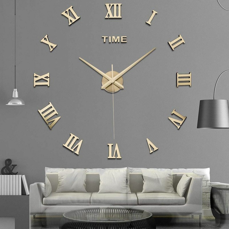 Modern DIY Large Wall Clock 3D Mirror Surface Sticker Home Decor Art Design Kit gallery