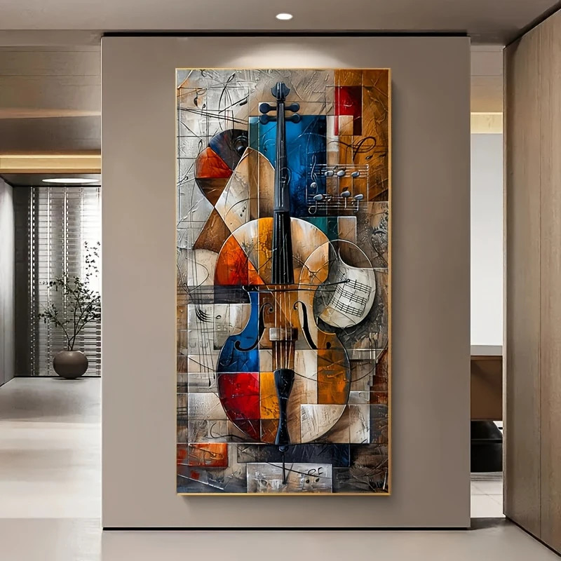 Abstract Cello Mural Print Graffiti Geometric Musical Instrument Canvas Painting gallery