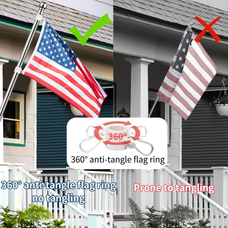 American Flag with Pole, 6FT Flag Pole Holder for Outside House with 3x5 Amer... gallery