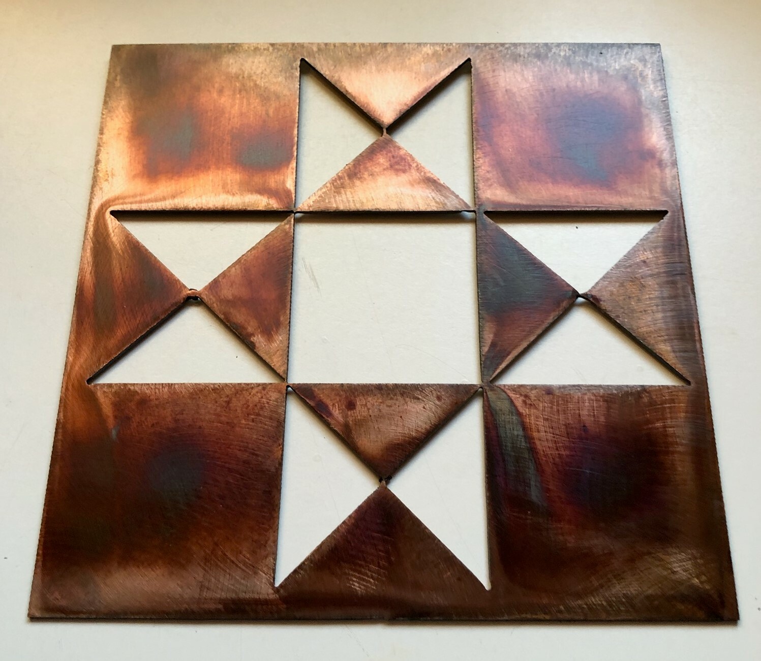 Ohio Star Quilt Square - Metal Wall Art - Copper 9" x 9" gallery
