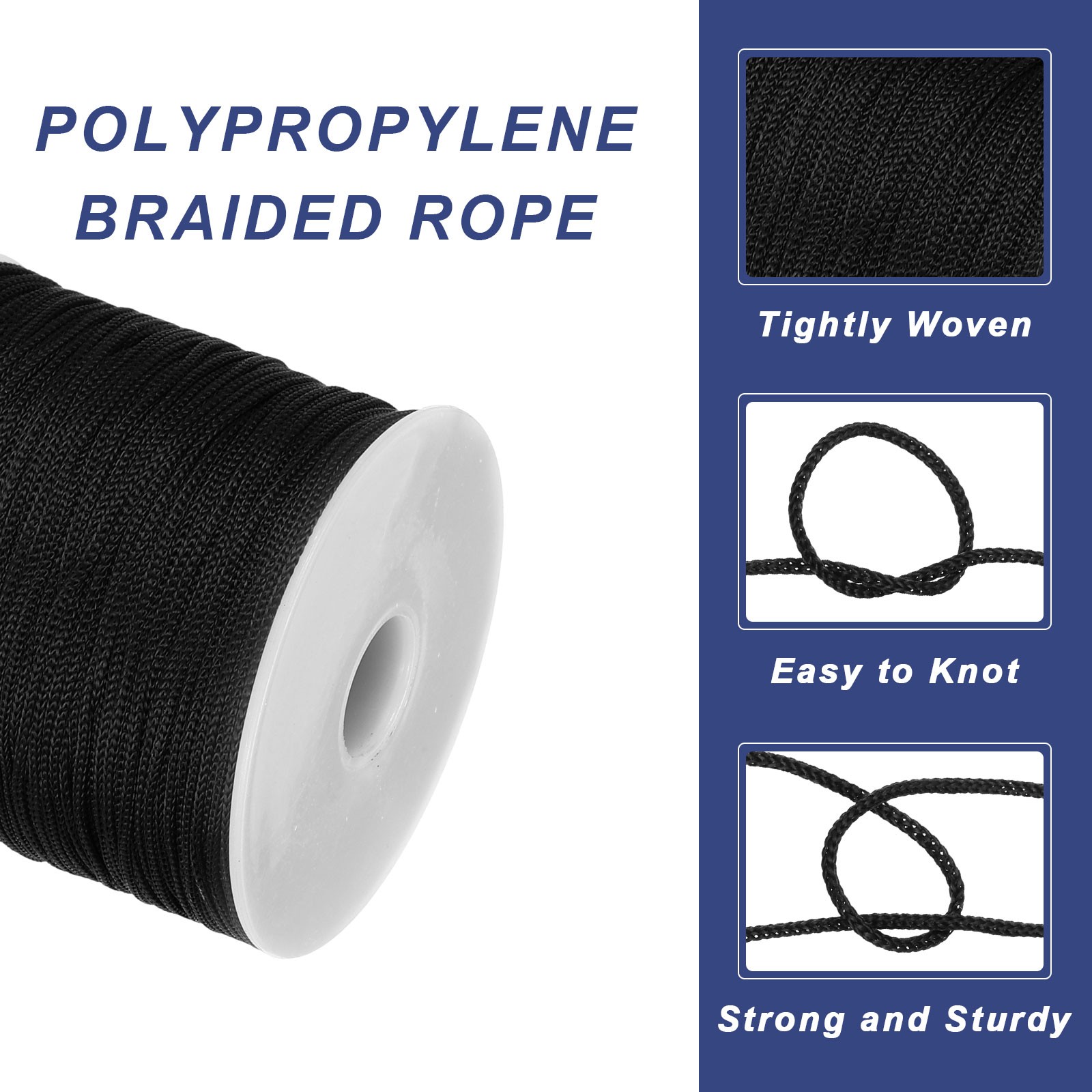 1/16 Inch Polypropylene Rope Braided Ropes 328ft Nylon Rope Black gallery