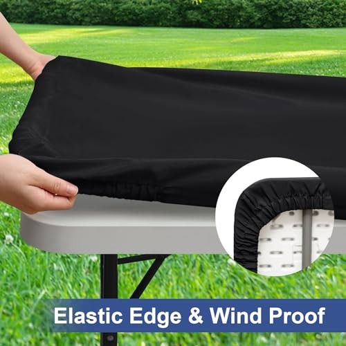 2 Pack Rectangle Table Cloth, Elastic Fitted 72" X 30" (Rectangular) Black gallery