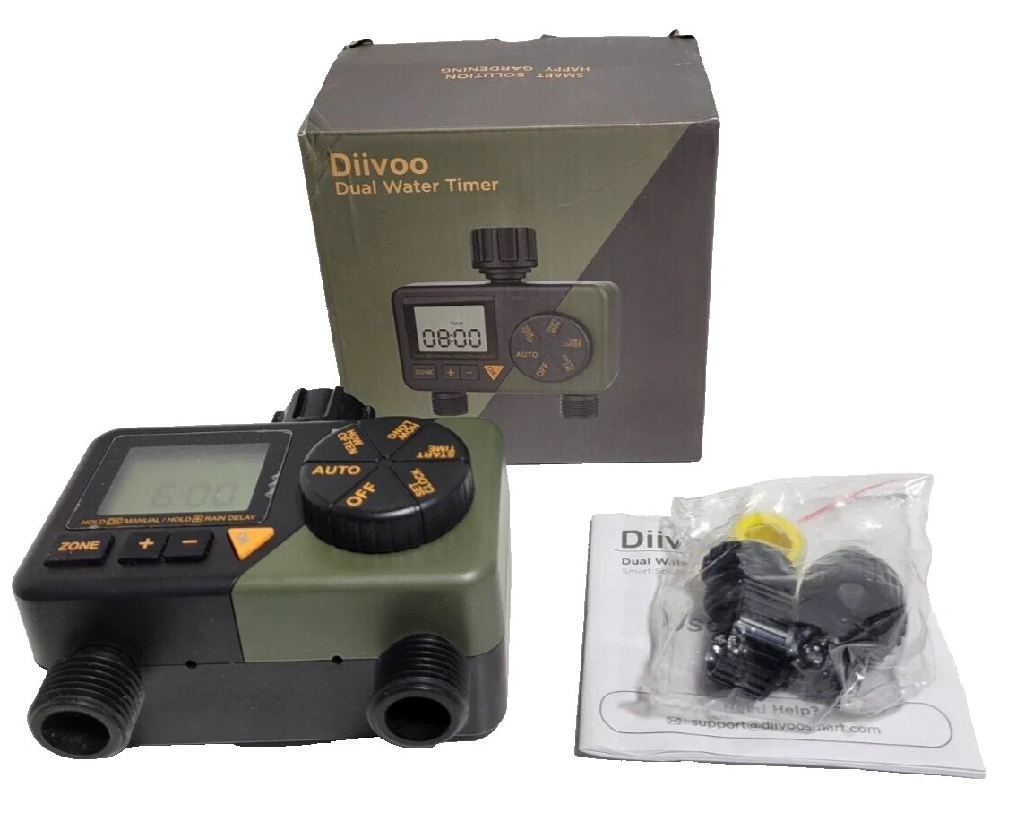 Diivoo Dual Water Timer WT-08 Rain Delay IPX5 Waterproof LCD Display NEW. gallery