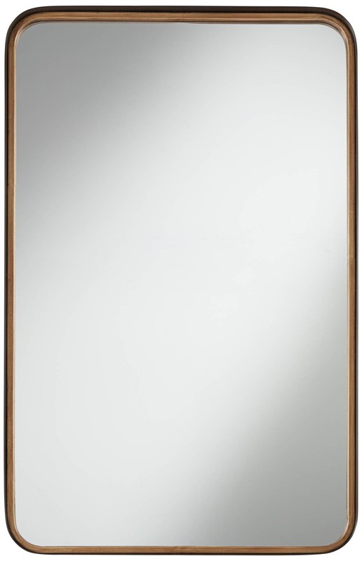 Andi Rectangular Vanity Wall Mirror Modern Beveled Gold Black Frame 24" Wide gallery