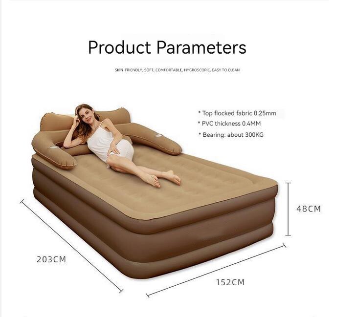 Inflatable High Raised Double King Size Air Bed Mattress with Pump & Pillow Set gallery