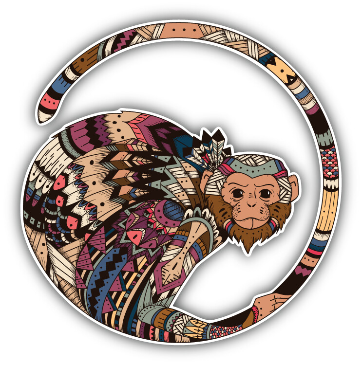 Patterned Monkey Car Bumper Sticker Decal