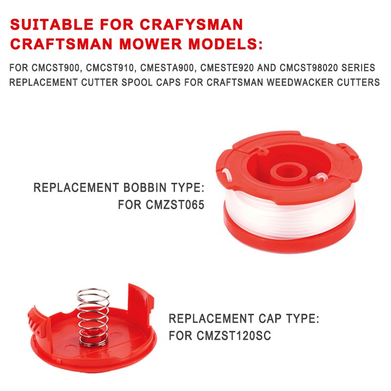 6 Spool+1 Cap+1 Spring CMZST065 Replacement String Trimmer Spool For CRAFYSMAN gallery