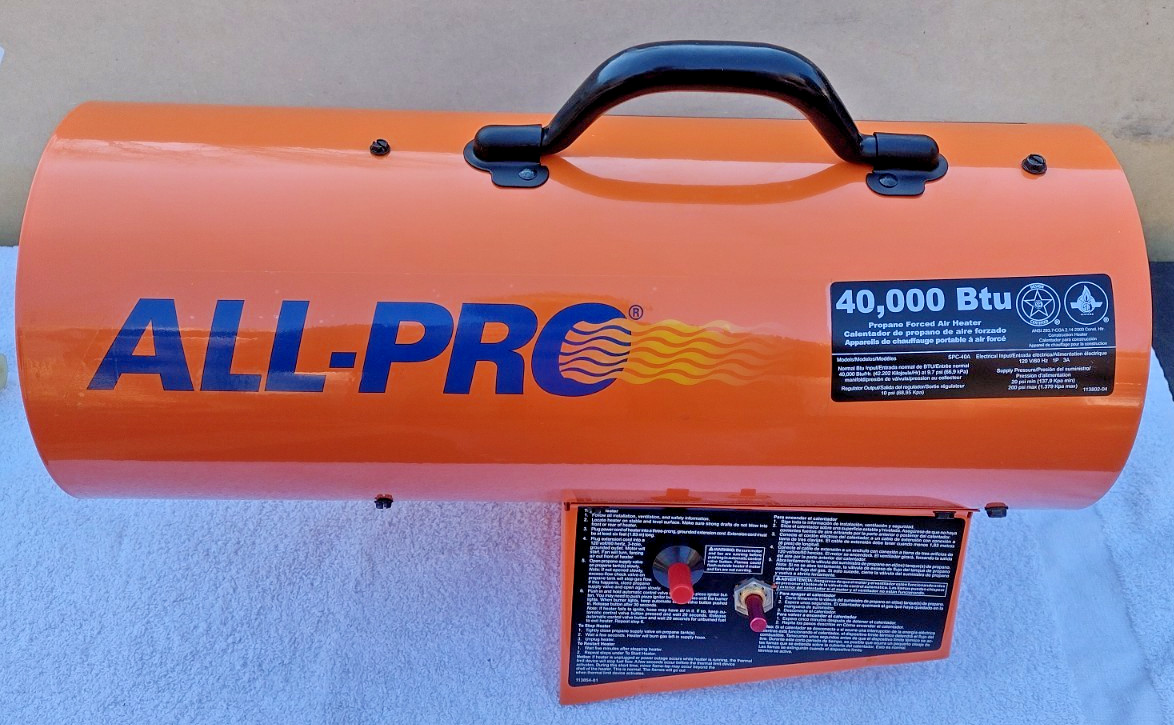 ALL-PRO Portable Forced Air Propane Heater 40,000 BTU - new, unused in box gallery