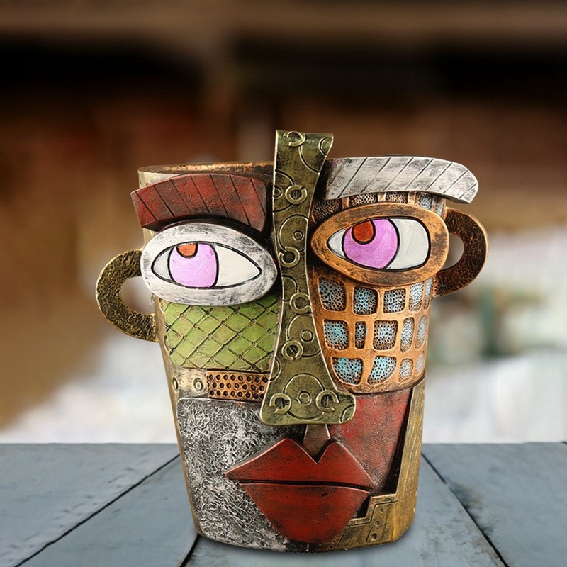 Abstract Head Planter, Graffiti Face Planter with Drainage, Flower Plant2618 gallery
