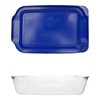 Pyrex 233-D 5Qt Glass Baking Dish and 233-PC 3qt Lagoon Blue Lid gallery