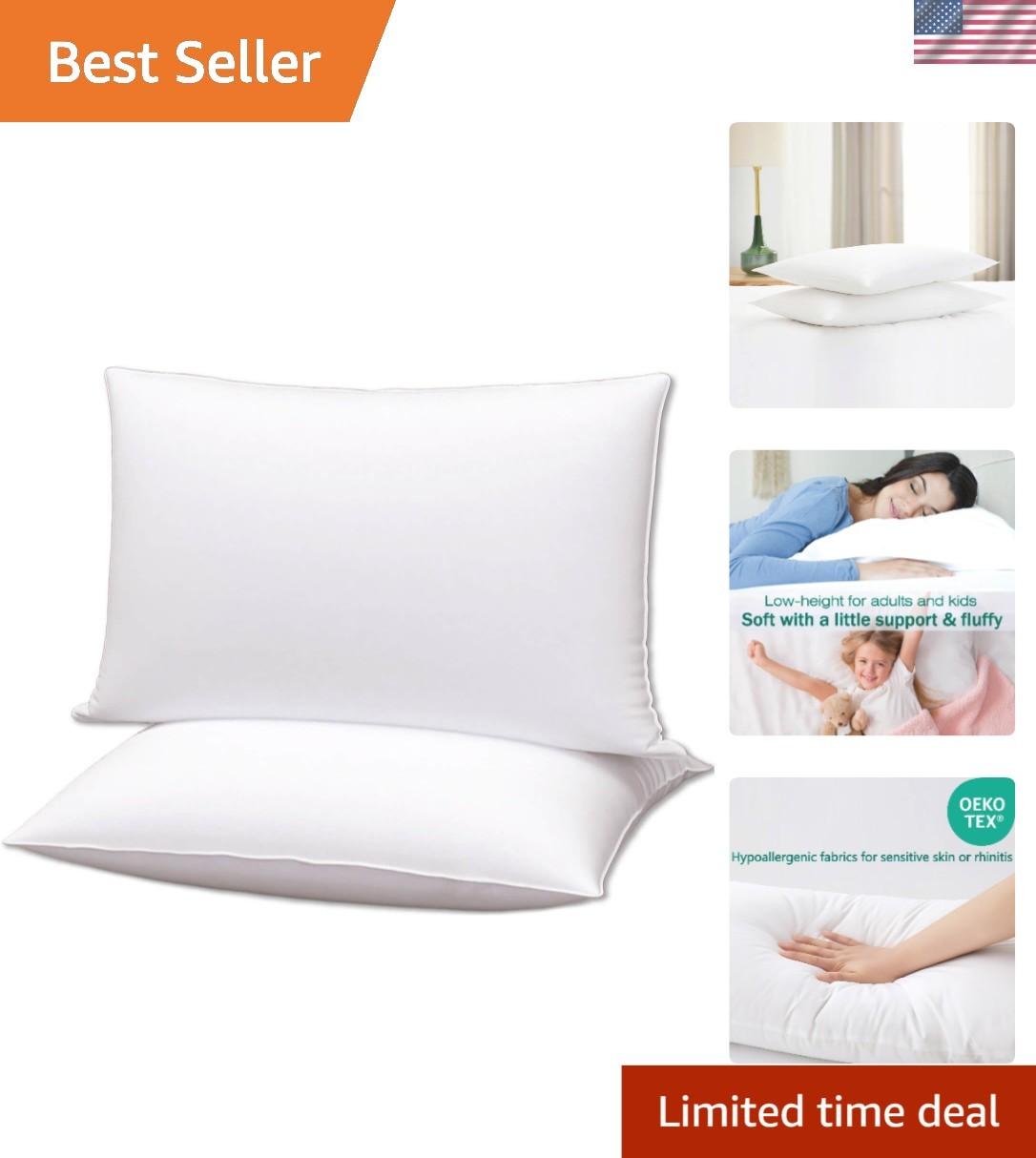 Cloud-Like Extra Soft Down Alternative Pillows - Standard/Queen Size Set of 2 gallery