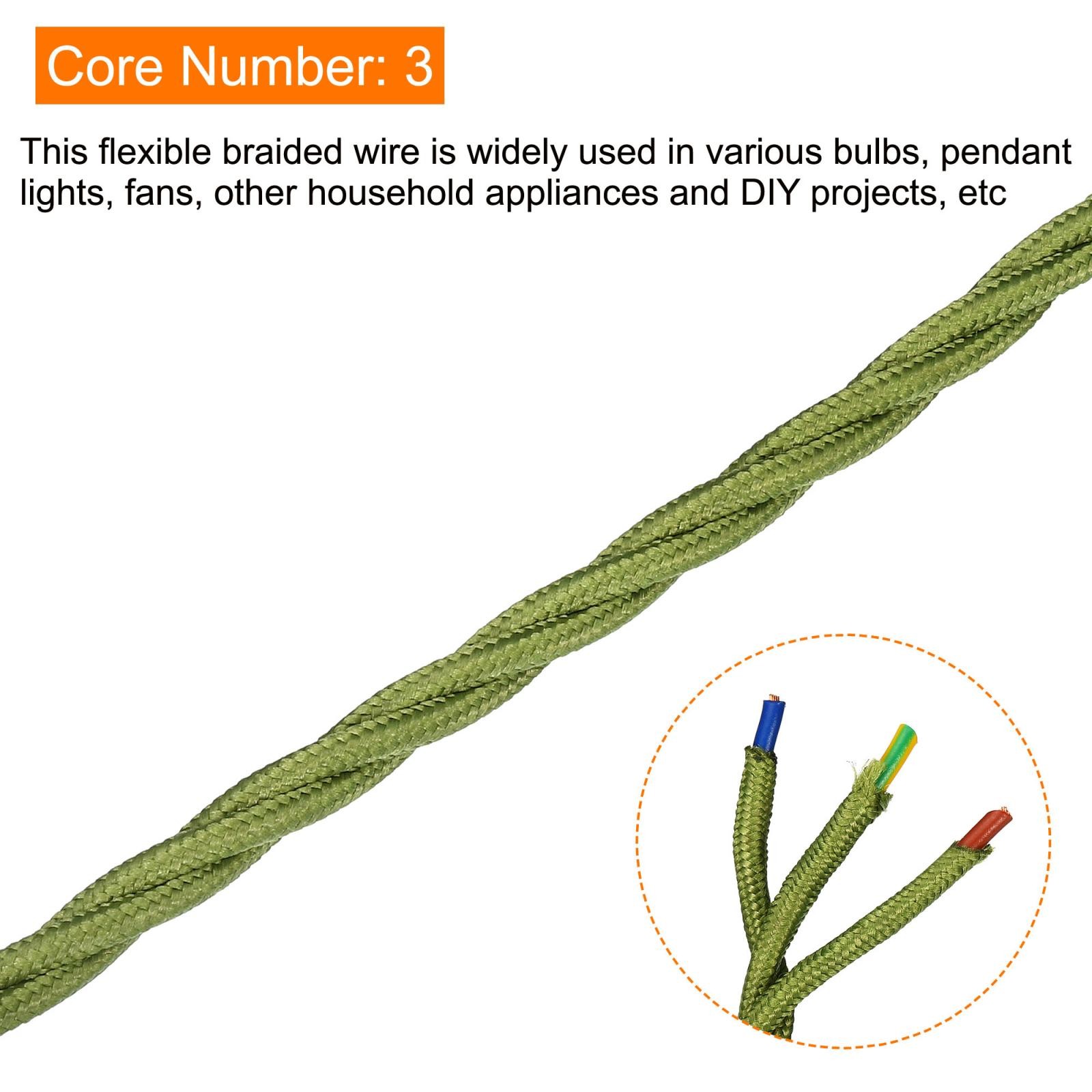 Twisted Cloth Covered Wire 3 Core 18AWG 5m/16.4ft,Electrical Cable,Green gallery