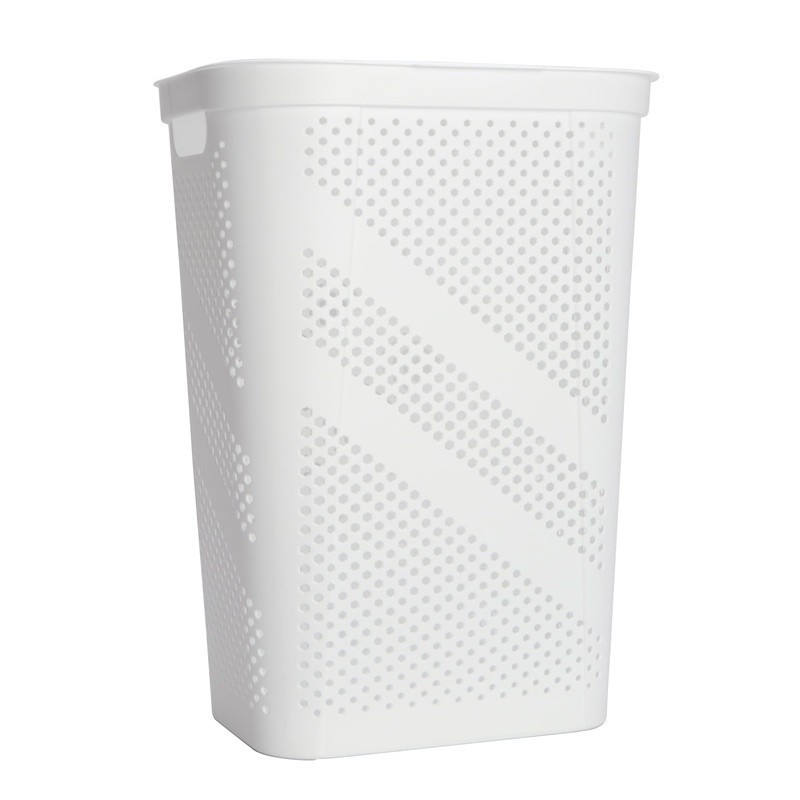 Hinged Lid Laundry Hamper Plastic Ventilated Design W/ Carrying Handles Home Use gallery