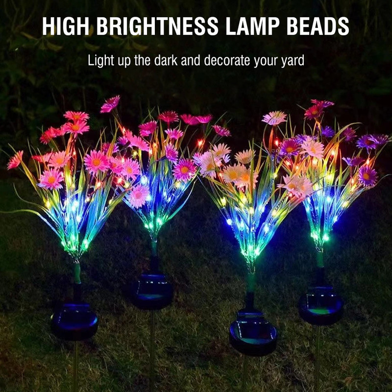 Solar Garden Lights LED Flower Stake Lamp Outdoor Yard Waterproof Patio Decor gallery