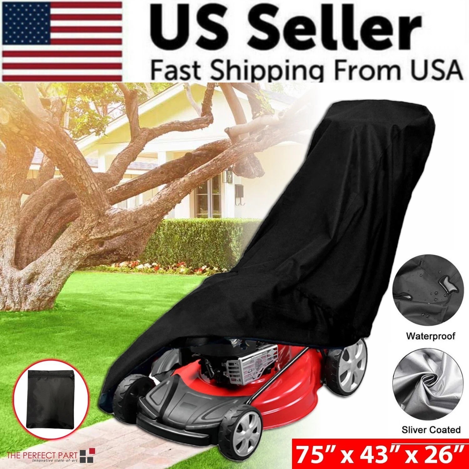Waterproof Lawn Mower Cover Heavy Duty UV Protector for Push Mower Universal Fit gallery