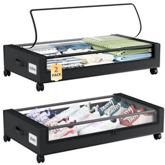Under Bed Storage with Wheels, 2 Pack Bed Storage Containers with Dividers & …