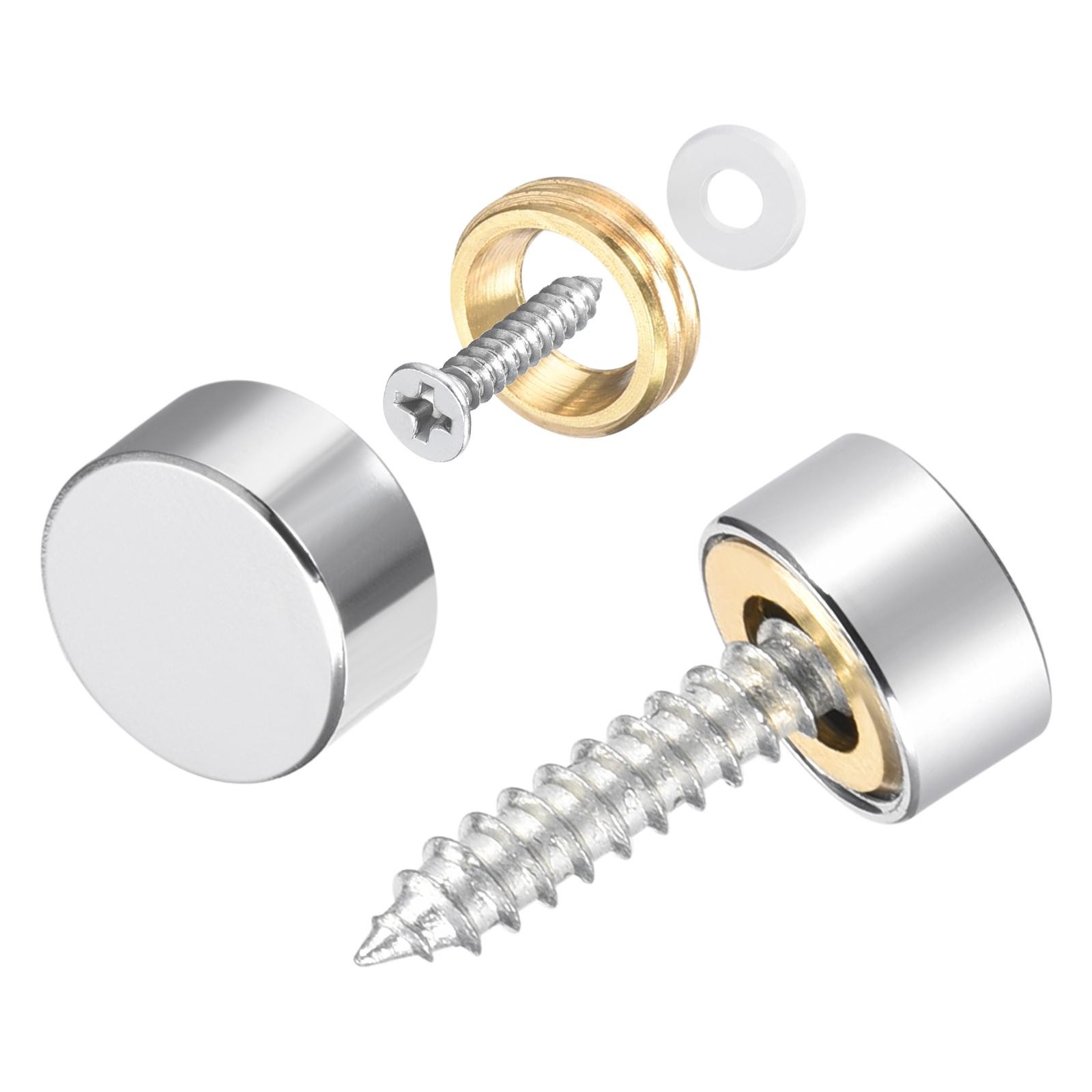 Mirror Screws 10mm/0.39" 4PcsDecorative Cover Cap Nails Brass Polished Silver gallery