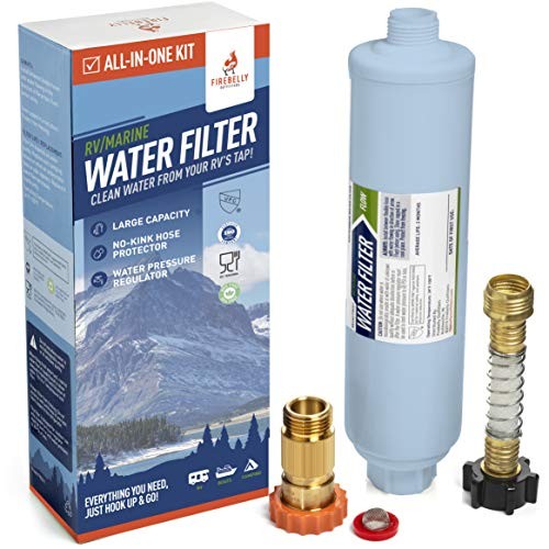 RV/Marine Inline Carbon Water Filter - Starter Kit w/Flexible Hose Protector, gallery