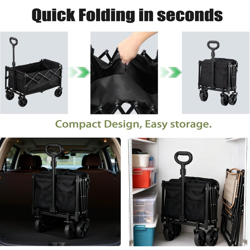 100L Folding Wagon Cart Push & Pull Beach, 350 lbs Weight Capacity Heavy Duty... gallery
