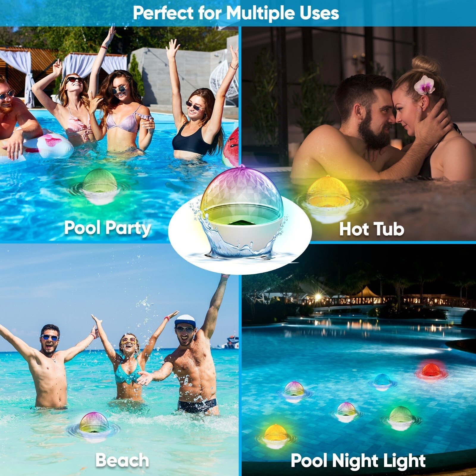Pyle Solar Pool Floats Light - 3 Color Changing Lights-Auto Charges in Sunlight gallery