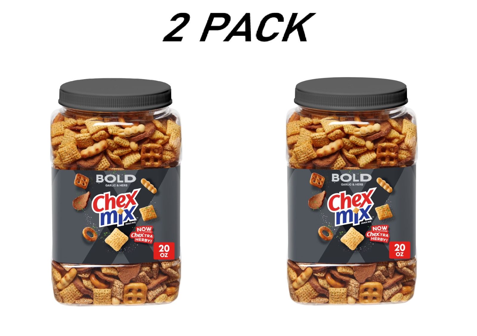 (2 PACK) Chex Mix Bold Garlic and Herb Snack Mix, Snack Tub, 20 oz. gallery
