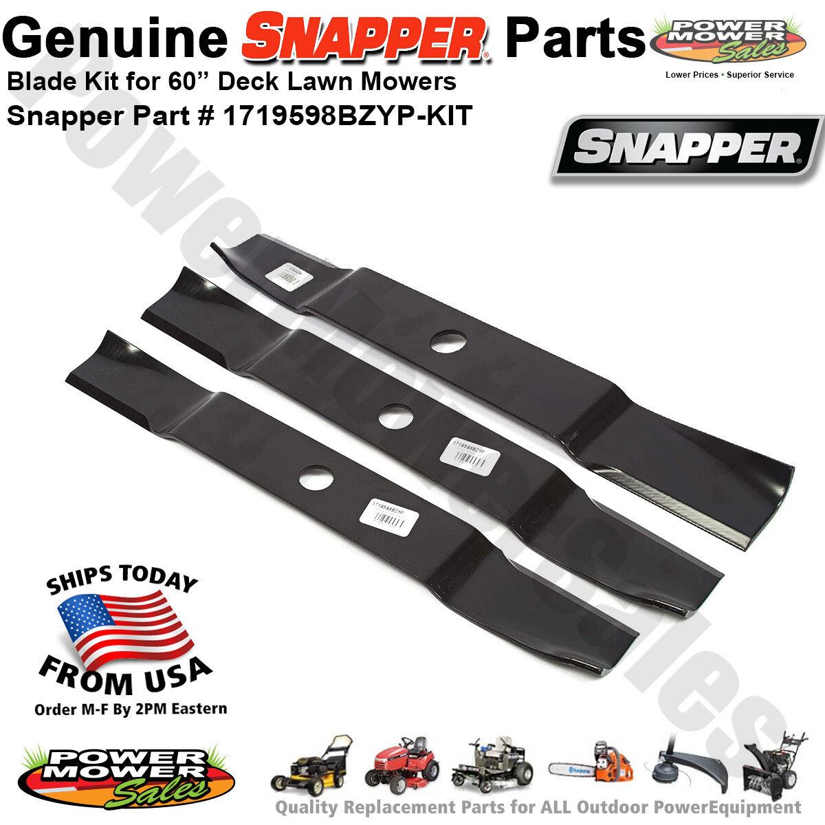 Snapper Blade Kit for 60” Deck Lawn Mowers / 2690142 / 1719598BZYP 1719599ASM gallery