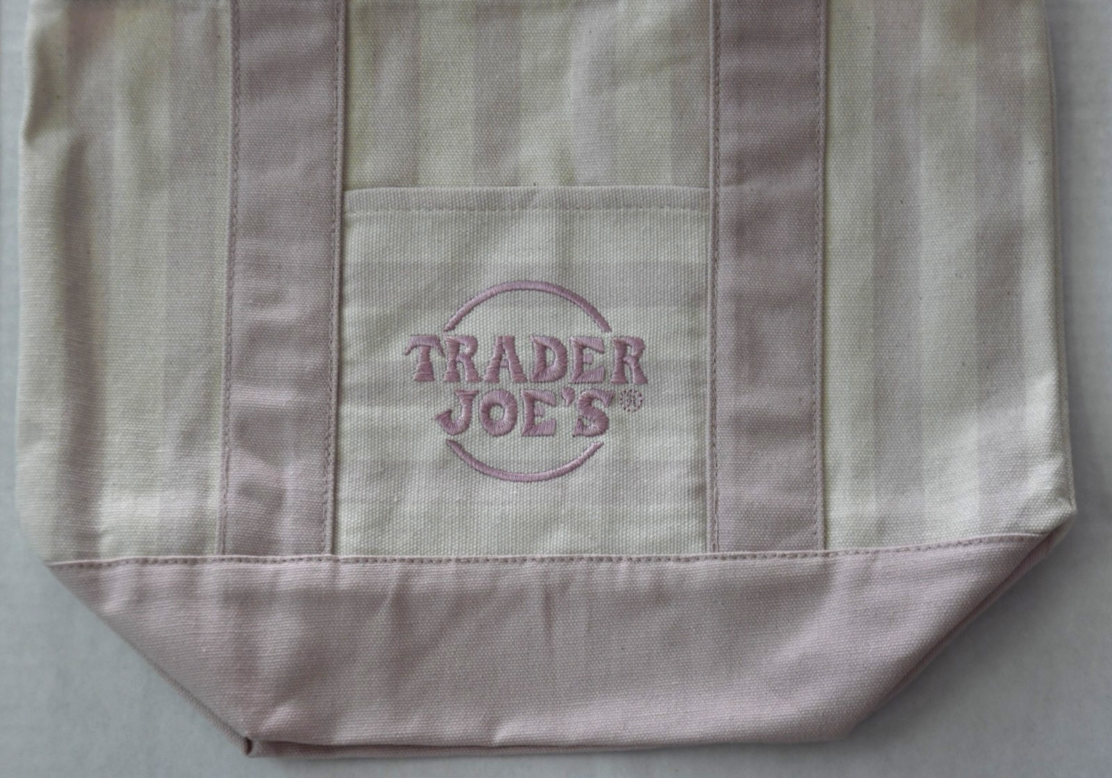 NWT Trader Joe's Striped Mini Pastel Tote Bags 4 PC Pink Blue Green Tan gallery
