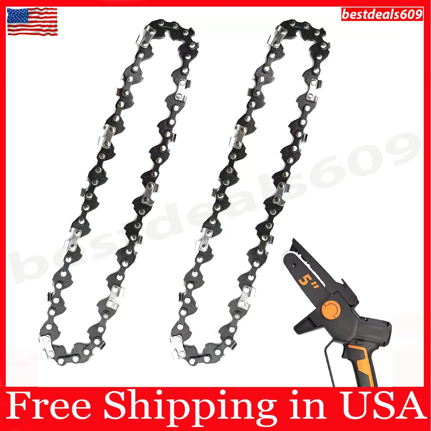 2 Pack 5 Inch Chainsaw Chain Low Kickback 5 Inch Chain Saw Chain Fit for WORX WG gallery