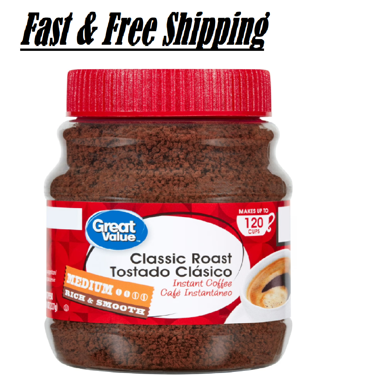 Great Value Classic Medium Roast Instant Coffee, 8 oz gallery