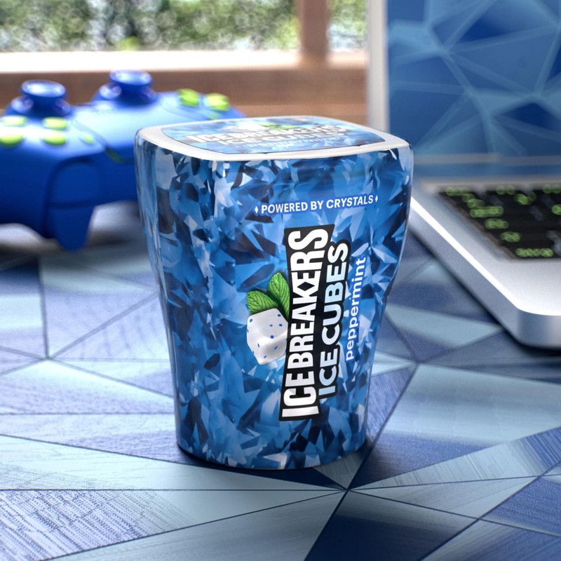 ICE BREAKERS Ice Cubes Peppermint Sugar Free Chewing Gum Bottle, 3.24 oz (40 gallery