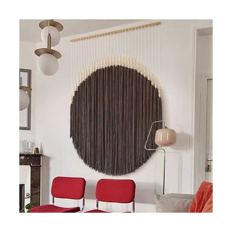 IOWER Macrame Wall Hanging Brown Yarn Beaded Backdrop Boho Wall Dec... Fast Ship gallery