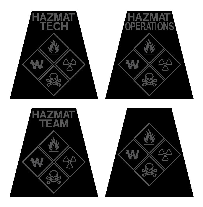 Reflective Black and Dark Grey HAZMAT Tetrahedron Fire Helmet Decal You Pick gallery