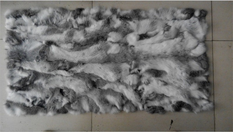 Real Rabbit FUR Throw Blanket Patchwork Skin Fur Rug Leather Pelt 1.8'x3.3' US gallery