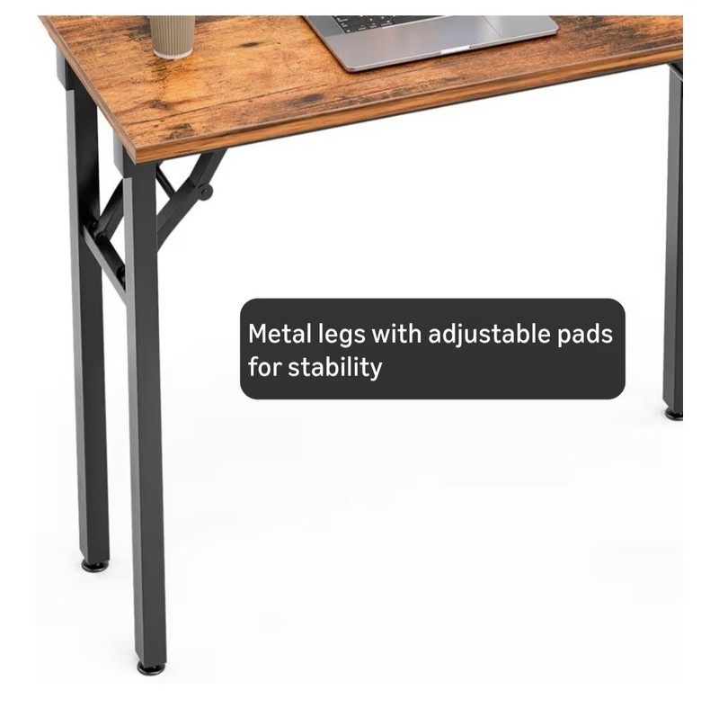 Folding Computer Desk Rustic Brown 44" Engineered Wood Metal Legs gallery
