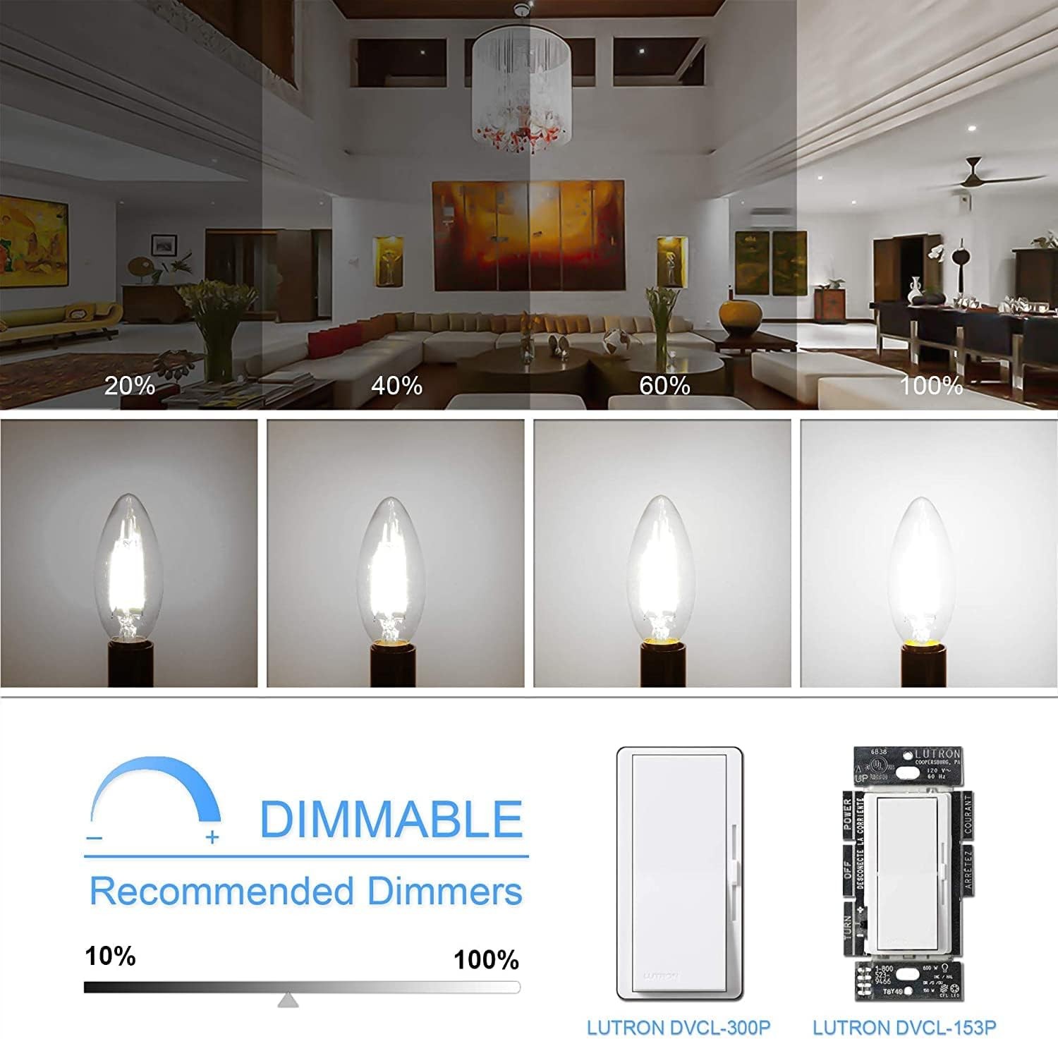 Honesorn Candelabra LED Bulb, E12 6 Count (Pack of 1), 5000k Daylight White gallery