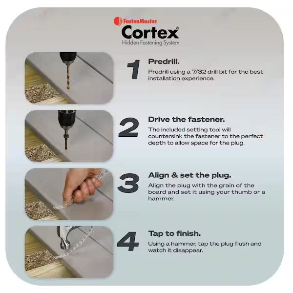 FastenMaster Cortex 2-1/2" Fiberon Decking Hidden Fastening 75 Screws ASPEN GRAY gallery