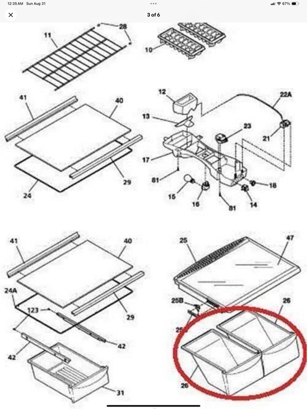 Crisper Drawer Compatible Frigidaire Refrigerator 240337103 PS429854 2396X2 gallery