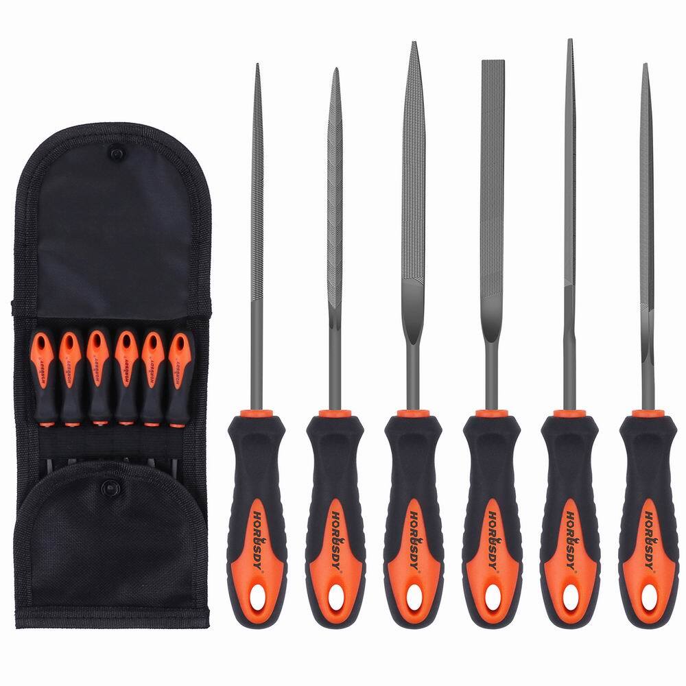 6PC Needle File Set Flat Square Triangular Round Half-Round Strength Roll Pouch gallery