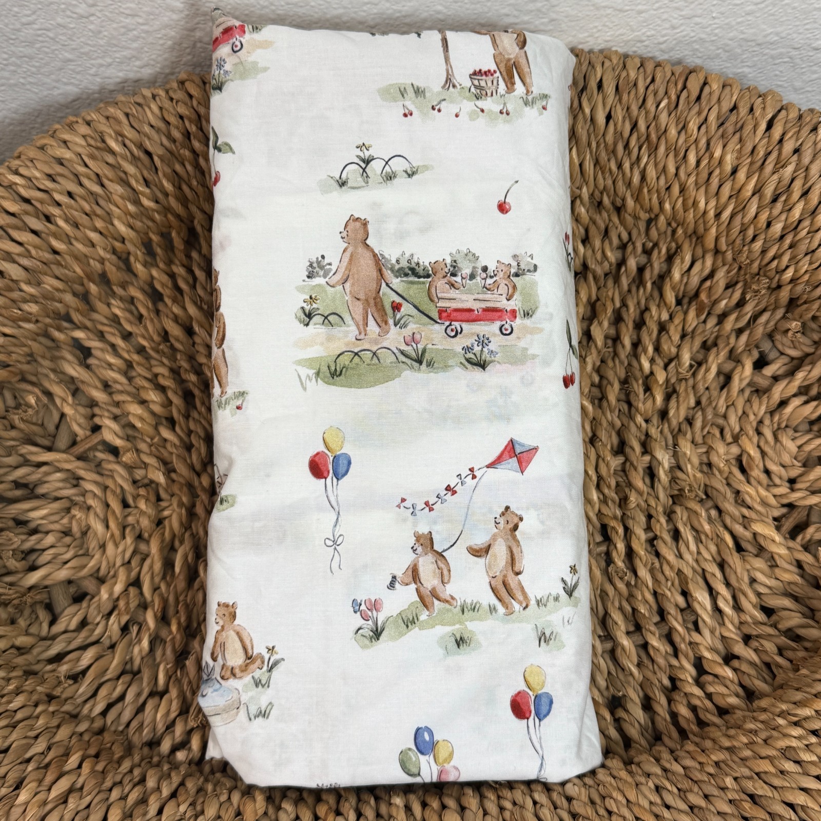 POTTERY BARN KIDS RILEY SHEEHEY BEAR BABY CRIB FITTED SHEET ORGANIC COTTON gallery