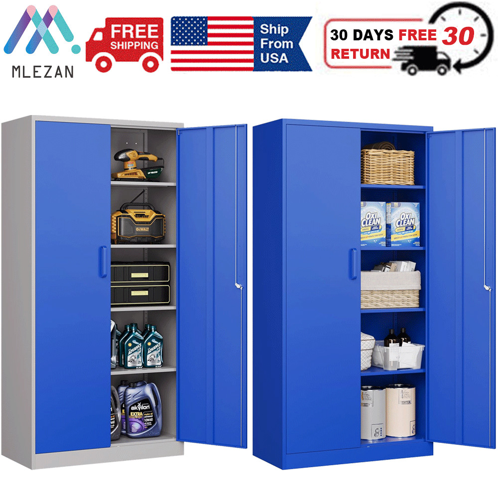 Garage Cabinet Metal Storage Cabinet with 4 Adjustable Shelves for Home Office gallery